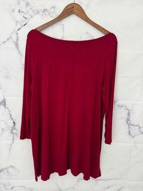 Eileen Fisher Deep Red Knit Top Size XL